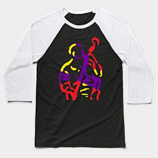 Colorful Abstract Paint Brush Bass Musician Baseball T-Shirt